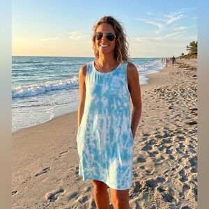 Blue Tie-Dye Sleeveless Dress size large no brand